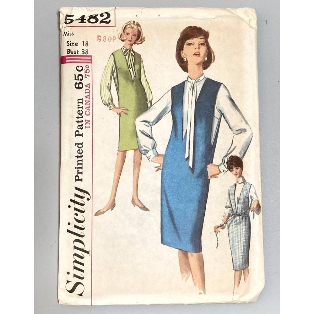 Vintage 1964 Simplicity Misses Jumper & Blouse Sz 18 Bust 38 UNCUT